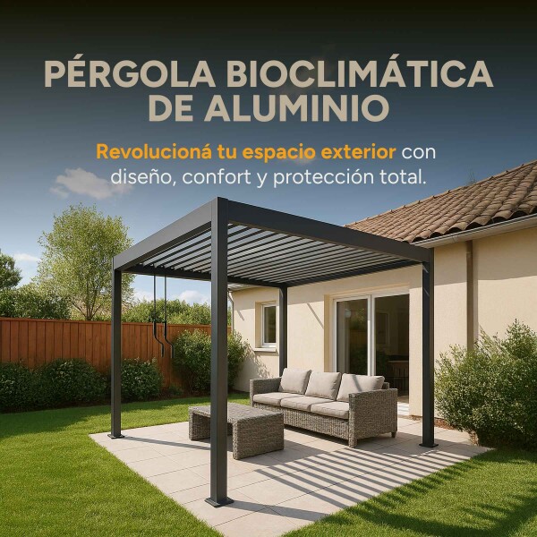 Pérgola Moderna Aluminio Regulable 3x3 Desagüe Incl. Patio Pérgola Moderna Aluminio Regulable 3x3 Desagüe Incl. Patio