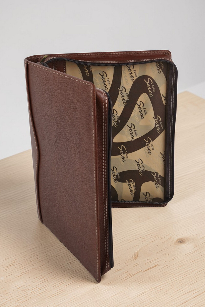 Dosier Mediano Profesional en cuero genuino Marrón