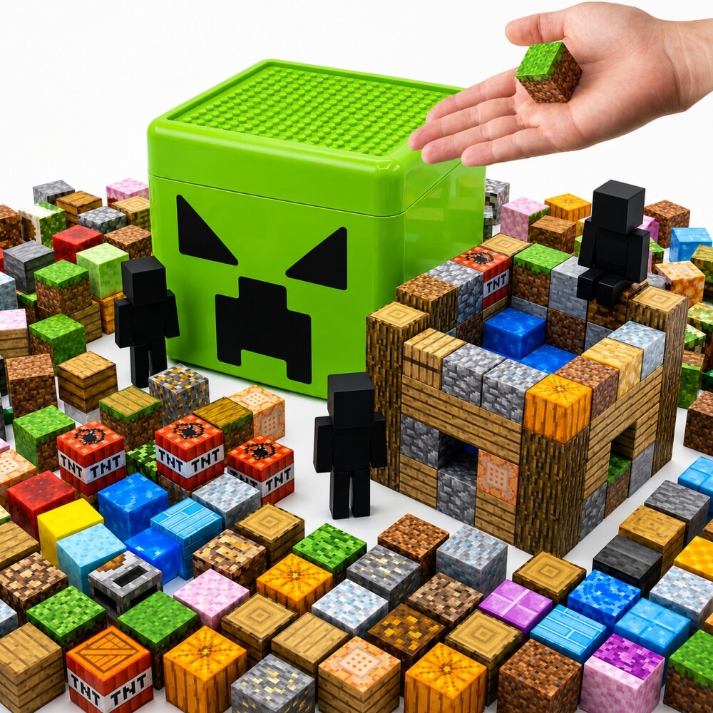 Bloques magnéticos en contenedor 100 piezas MINECRAFT creeper