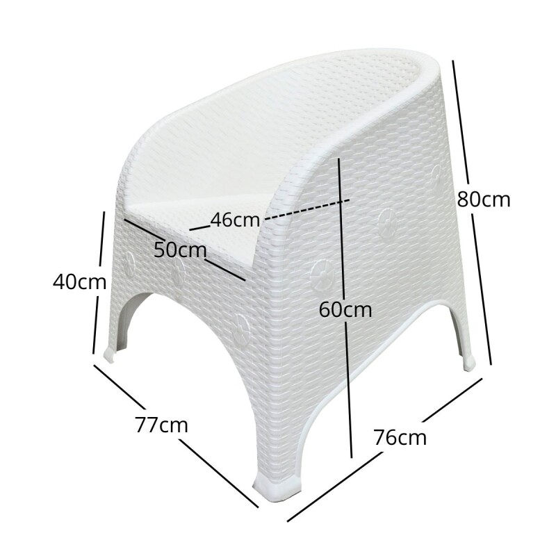 Set x4 sillones simíl ratán + Mesa cuadrada MARRON