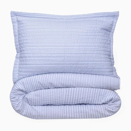 SET CUBRECAMA 1 PLAZA ALGODON-Y-POLIESTER AZUL COTTON STRIPES AZUL BLANCO