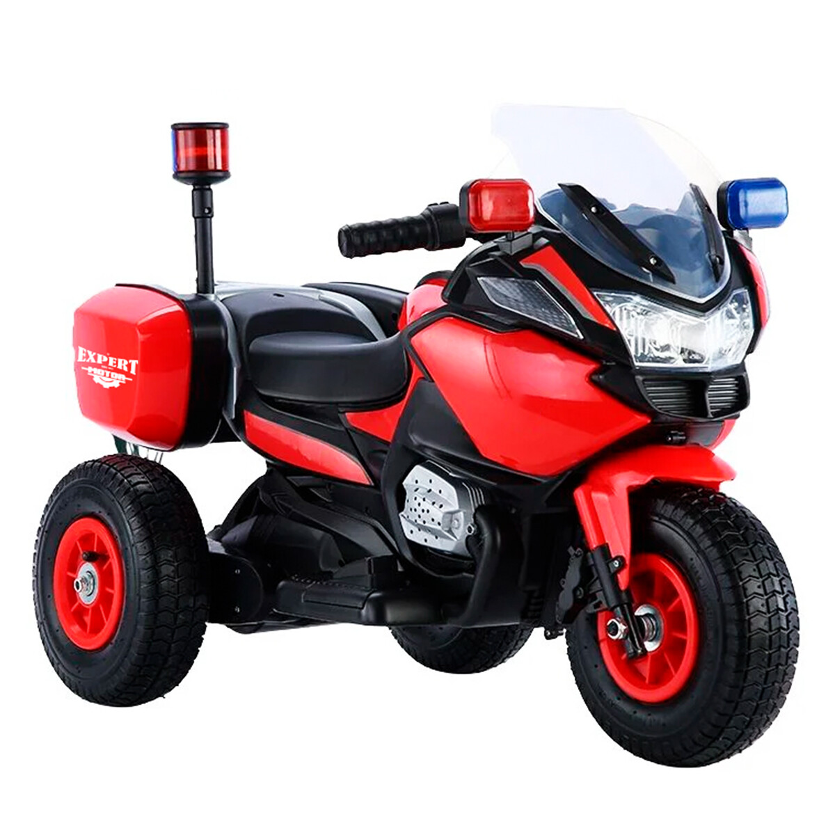 Moto Policía A Batería Con Reversa, Luces Sonido - Rojo 