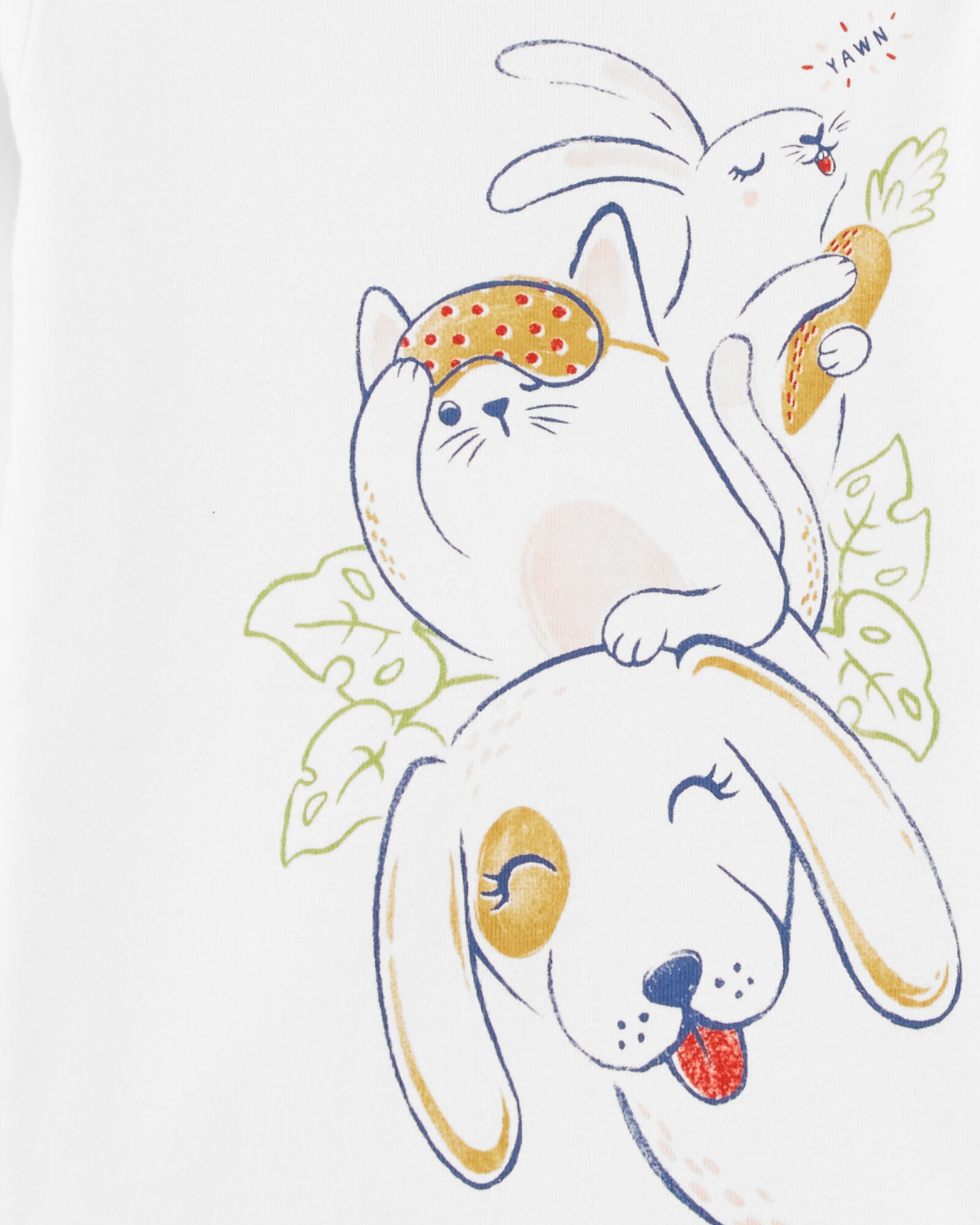 Pijama cuatro piezas de algodón, dos remeras y dos pantalones Sin color