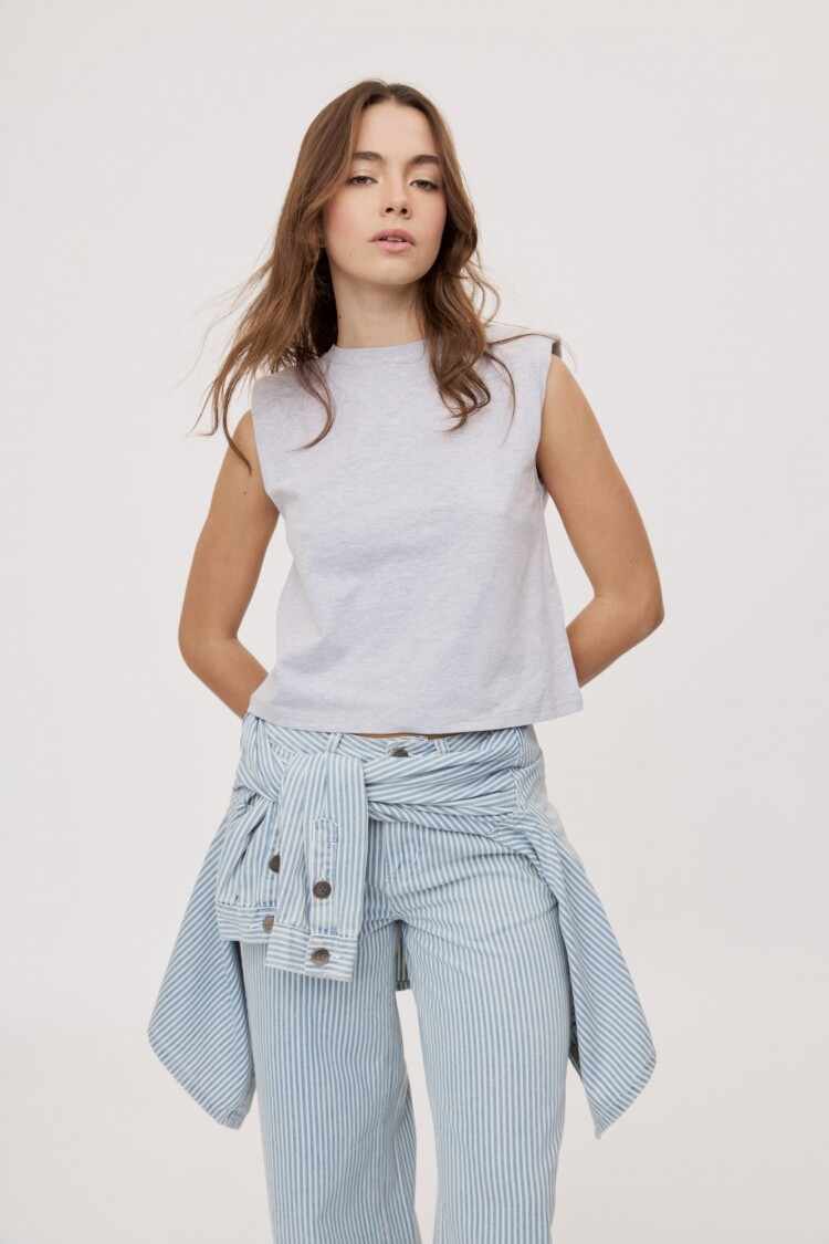 REMERA BOLDA Gris Melange