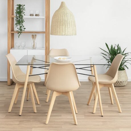SILLA DE COMEDOR EAMES ACOLCHONADA Silla Eames Beige con Asiento Acolchado