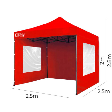 Gazebo 2.5x2.5mt Toldo Uv30 Imperm+1 Pared+2 Ventana Rojo