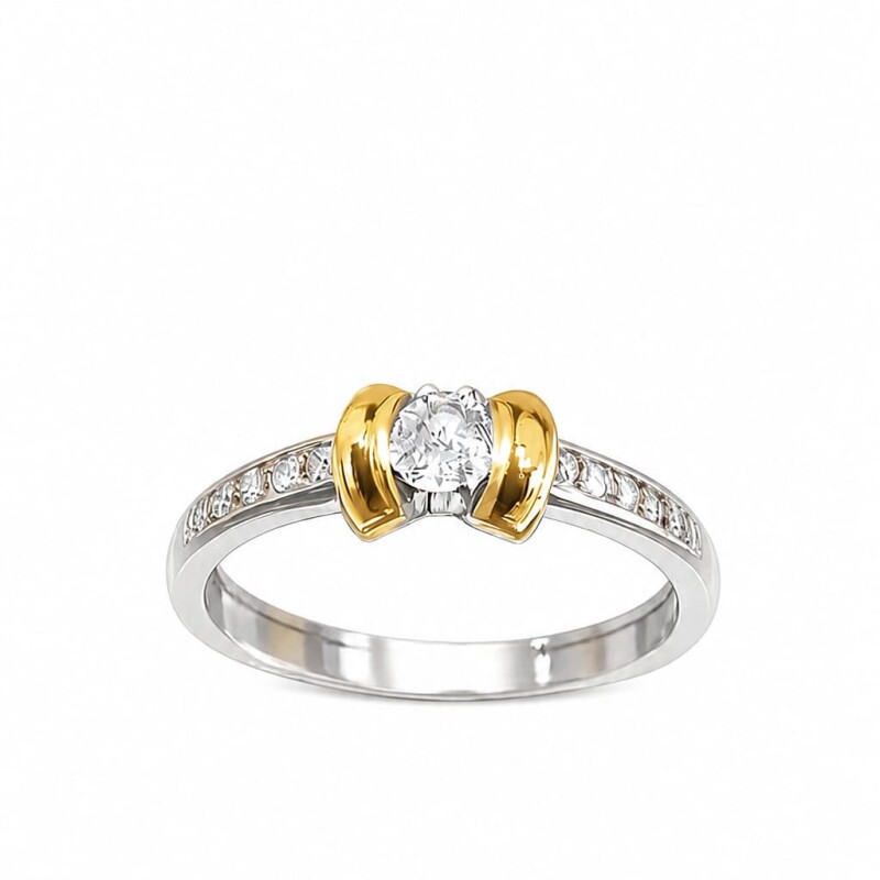 Anillo plata y oro con zirconias Anillo plata y oro con zirconias