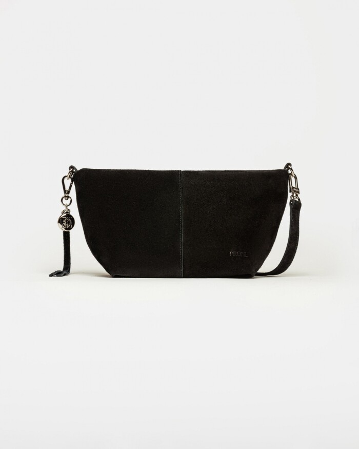 Bandolera The Flapper en cuero gamuza Negro