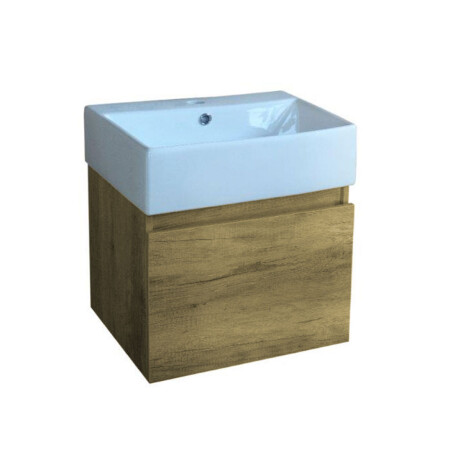Mueble Baño En Mdf 51X43X14 Color Nogal Con Bacha Blanca Brillo De Loza GAMAS DE MARRON