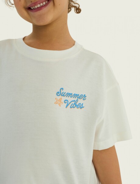 CAMISETA CON ESTAMPADO EN LA PARTE DELANTERA Y TRASERA BLANCO
