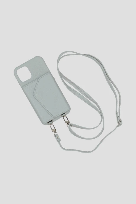 Funda Iphone 13 Con Billetera y Cadena Gris