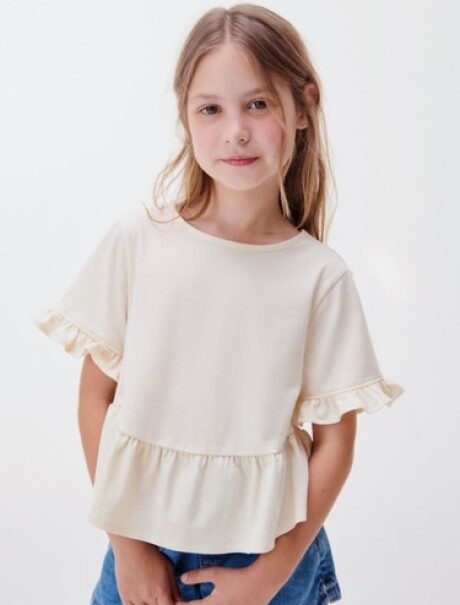 BLUSA INFANTIL CON VOLADOS BEIGE