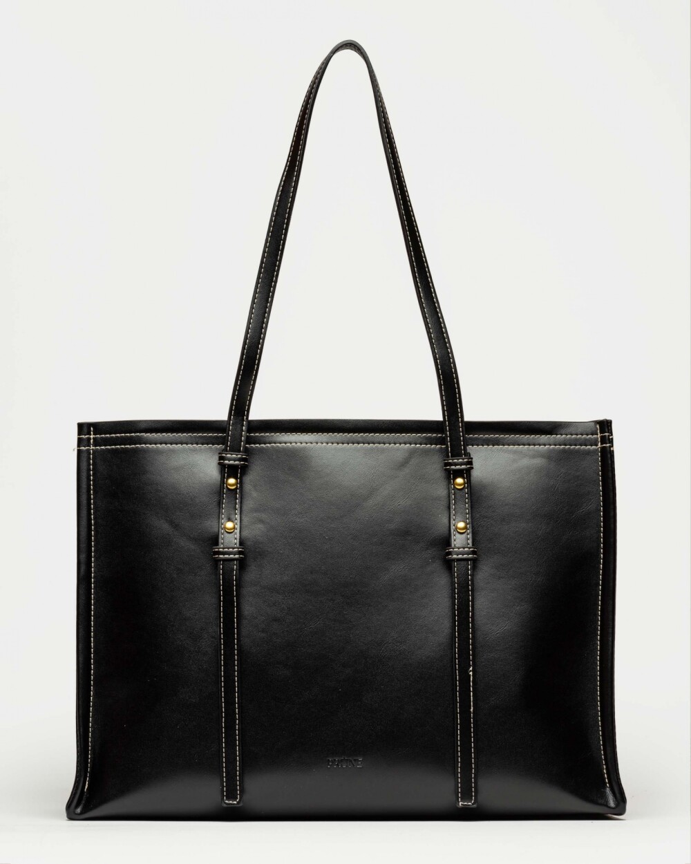 Shopper Louise en efecto cuero liso Negro