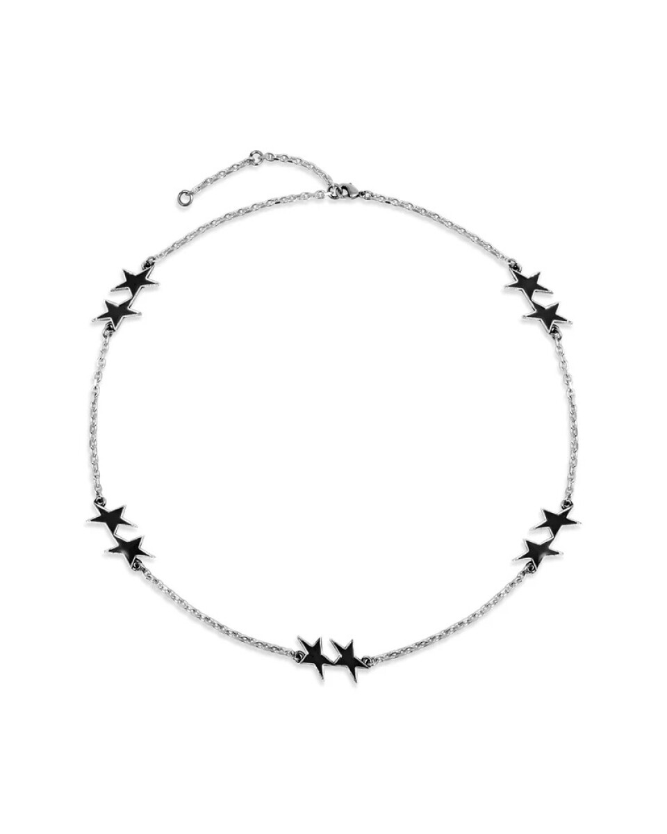 TwoJeys Collar Black Enameled Icon Plata 