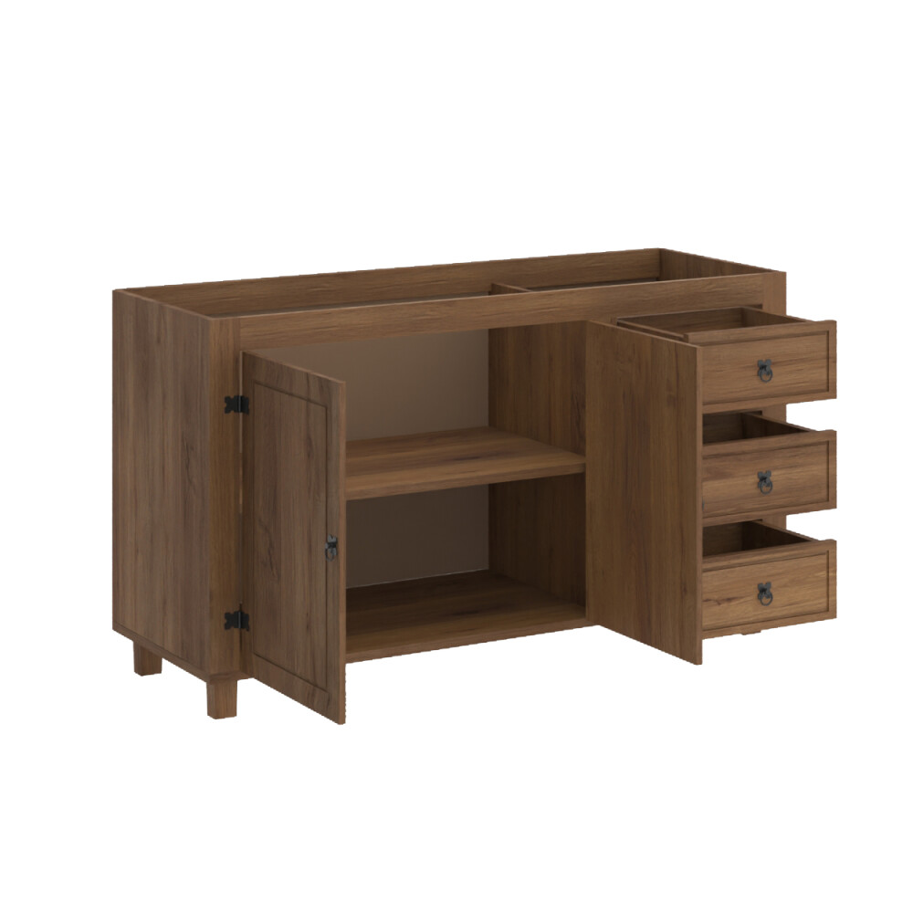 Bajo mesada 2 Puertas, 3 cajones - Linea Mexicana - Nogal