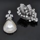 Caravanas En Oro 18K Blanco, Brillantes Y Perla mabe Caravanas En Oro 18K Blanco, Brillantes Y Perla mabe