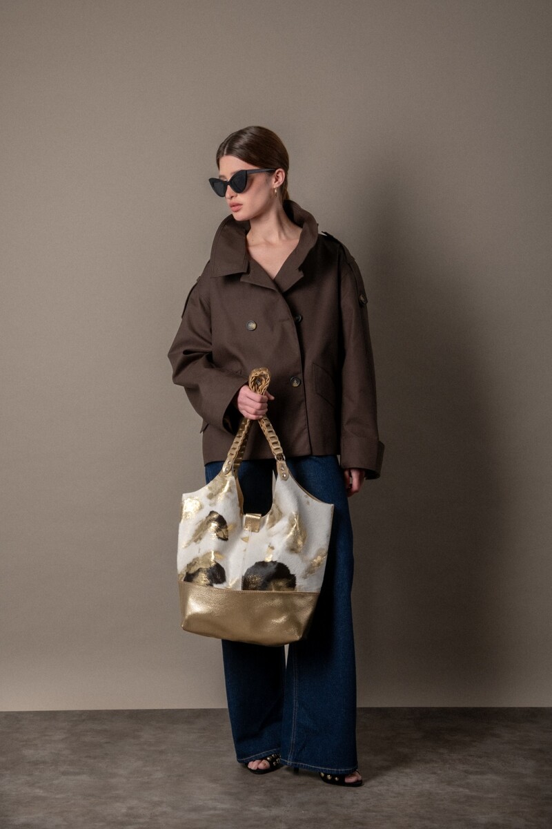 Tote bag de cuero con pelo