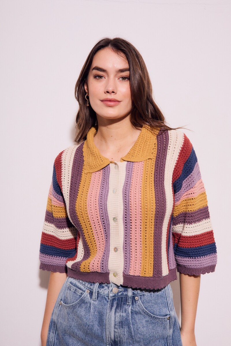 Camisa Crochet Rayada Multi
