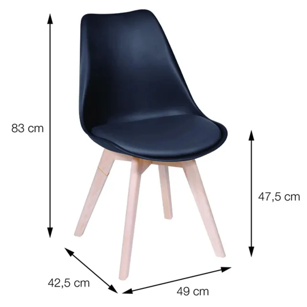 Silla Eames Joly - Acolchonado - Base De Madera Negro