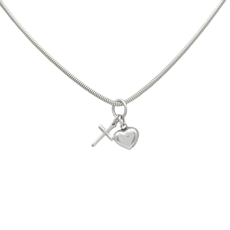 Dije Colgante Corazón y Cruz-Plata 925-Sin Piedra-CP3788 sinpiedra