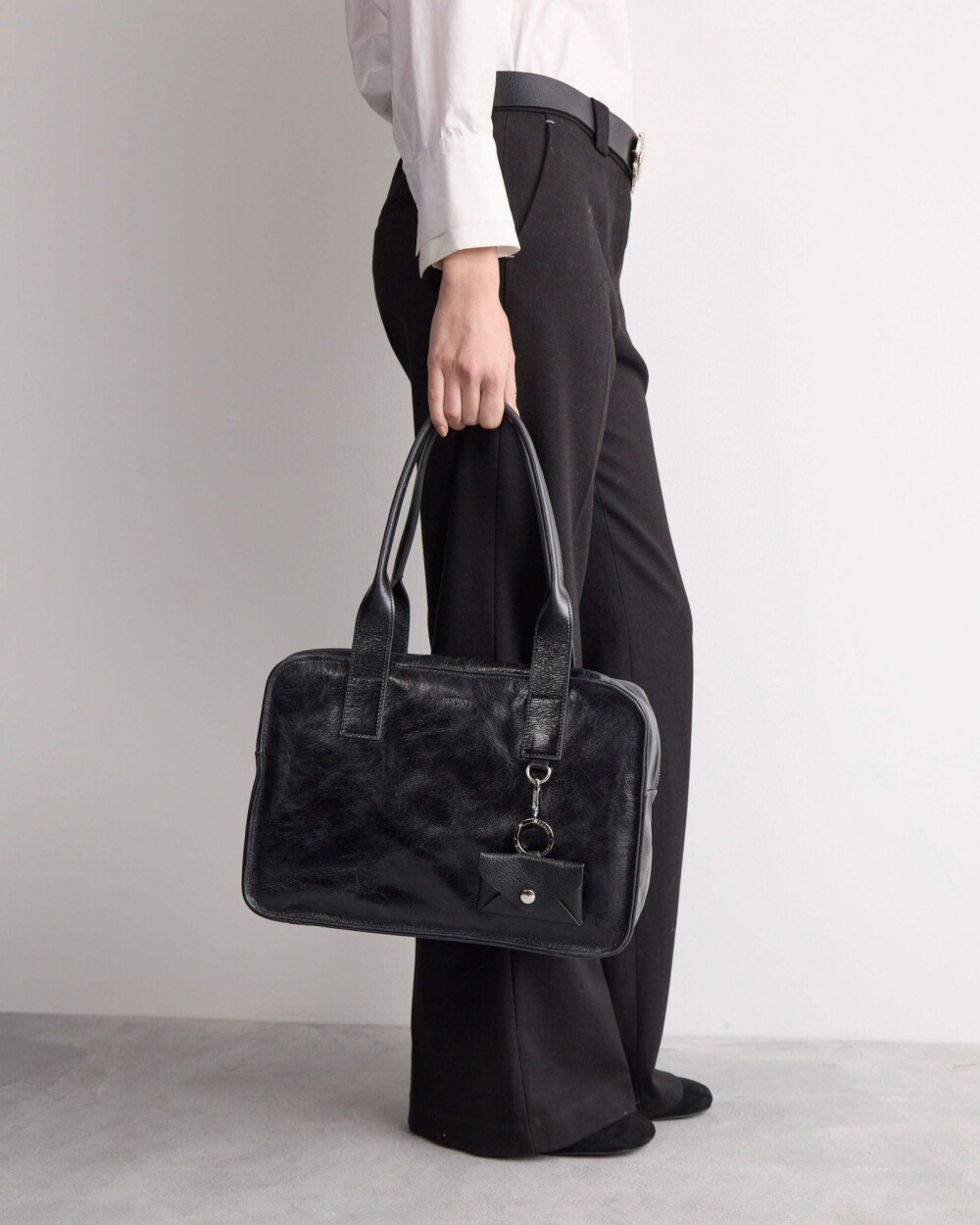 Bolso Capri en cuero arrugado Negro