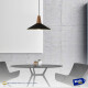 Lampara Colgante Metal Nordica Plato Deco Simil Madera Led Negro