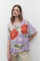 Remera con estampa floral multicolor