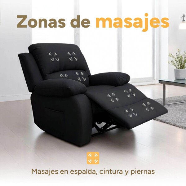 Sofá Sillón Poltrona Reclinable Masajeador Electrico Color Negro Tela