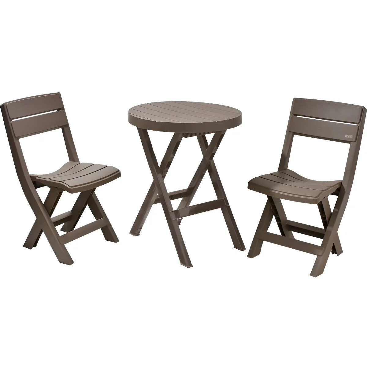 COMBO KIT MESA REDONDA DOS SILLAS PLEGABLE RIMAX BARU MOCCA PLASTICO 