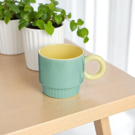 Taza Bicolor de Cerámica Verde