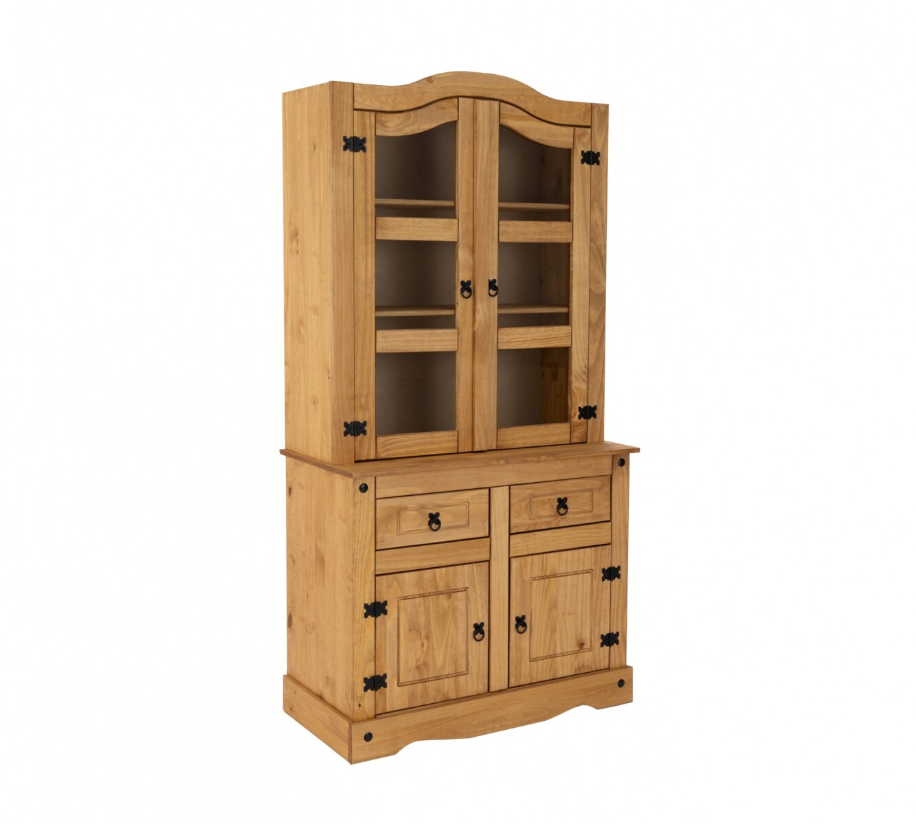 Cristalero Madera Maciza Linea Mexicana 4 Puertas - Natural 