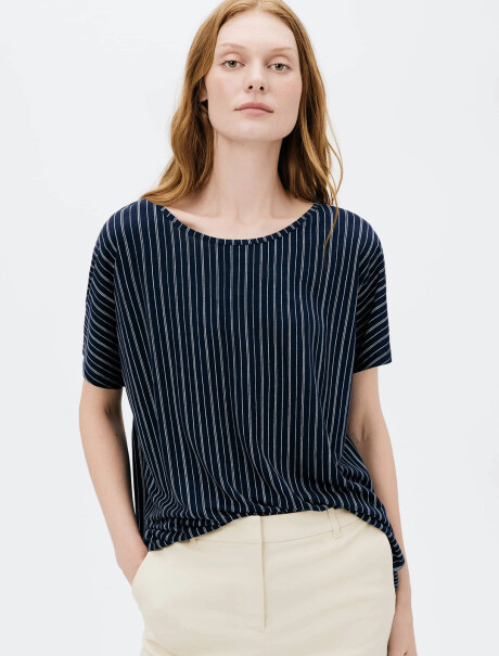 BLUSA ESTAMPADA DE MANGA CORTA AZUL