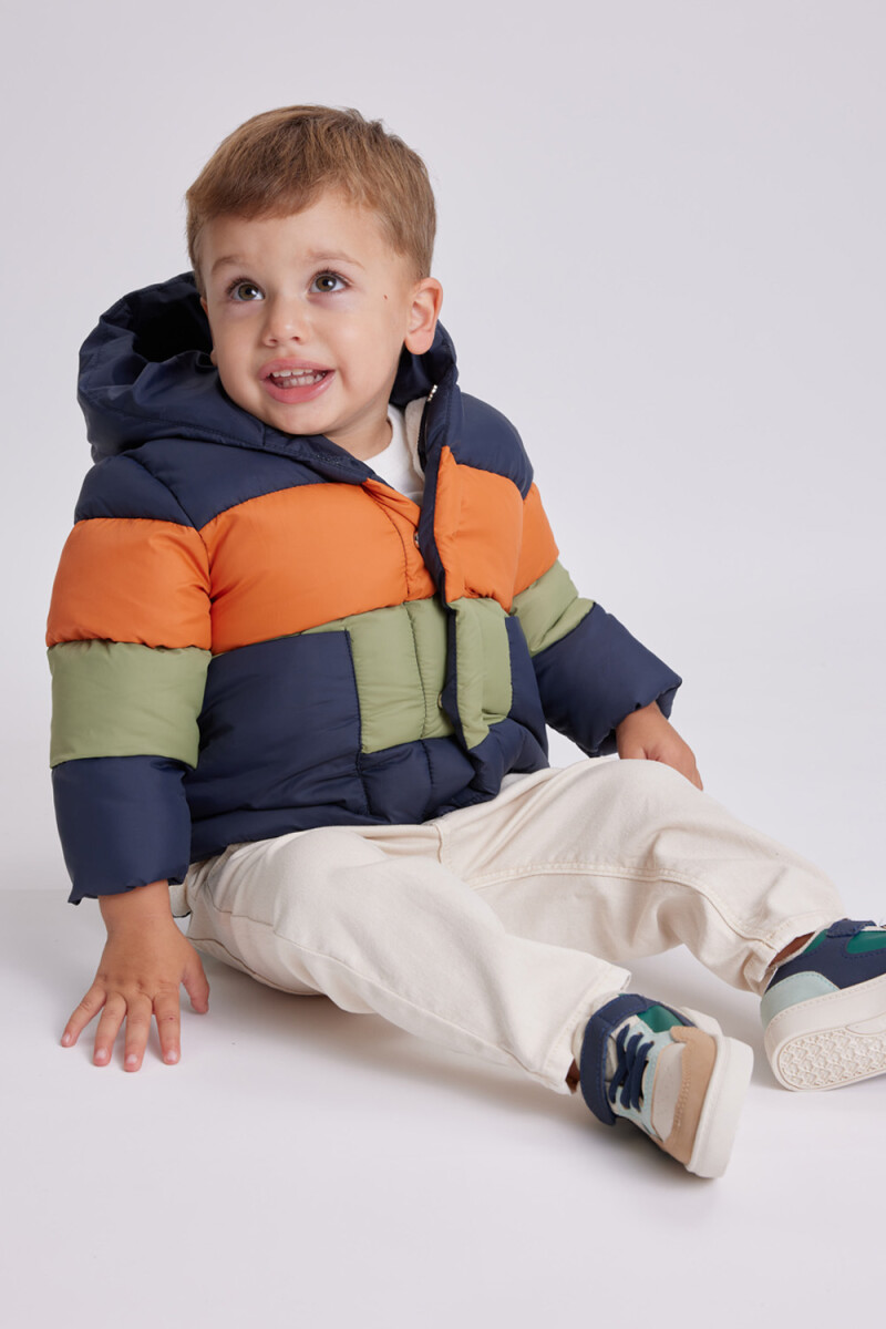 Campera abrigo combinado - Azul Oscuro 