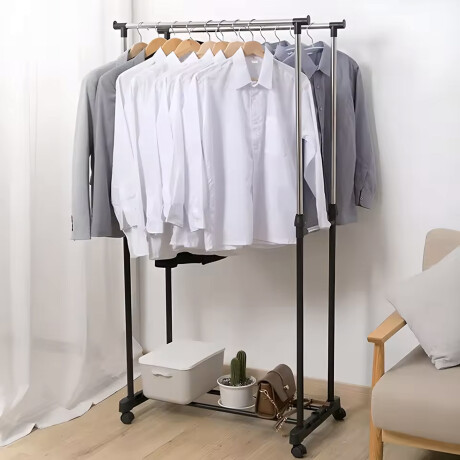 Perchero Doble Organizador Ajustable Para Ropa Con Ruedas Negro