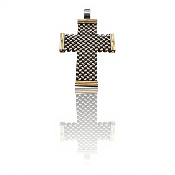 Dije Cruz Espiga-Plata 925 y Oro-Sin Piedra-CP5315 sinpiedra