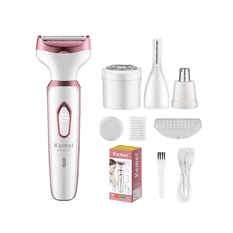DEPILADORA FEMENINA RECARGABLE 4 EN 1 – KEMEI KM-6713 Depiladora Femenina Recargable 4 En 1 – Kemei Km-6713