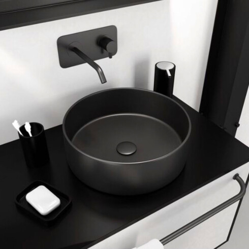 VALVULA POPUP BAÑO NEGRO SIN DESBORDE MATE NEGRO
