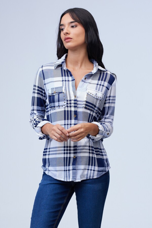 Camisa Soft Cuadrille AZUL/BLANCO