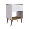 Mesa de luz Nordica - 1 cajón - Blanca y Miel Mesa de luz Nordica - 1 cajón - Blanca y Miel