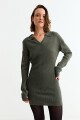 Vestido tejido cuello polo VERDE OLIVA