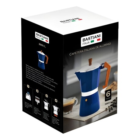 Cafetera Italiana Bastiani de aluminio azul 6 tazas 300ml Cafetera Italiana Bastiani de aluminio azul 6 tazas 300ml
