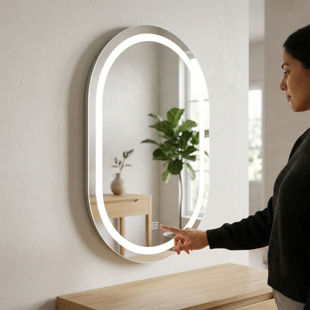 Espejo De Baño Con Luz Led 3 Tonos Ovalado Espejo De Baño Con Luz Led 3 Tonos Ovalado