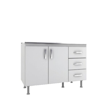 Bajo Mesada 120cm 2 Puertas 3 Cajones Blanco 601 Bajo Mesada 120cm 2 Puertas 3 Cajones Blanco 601