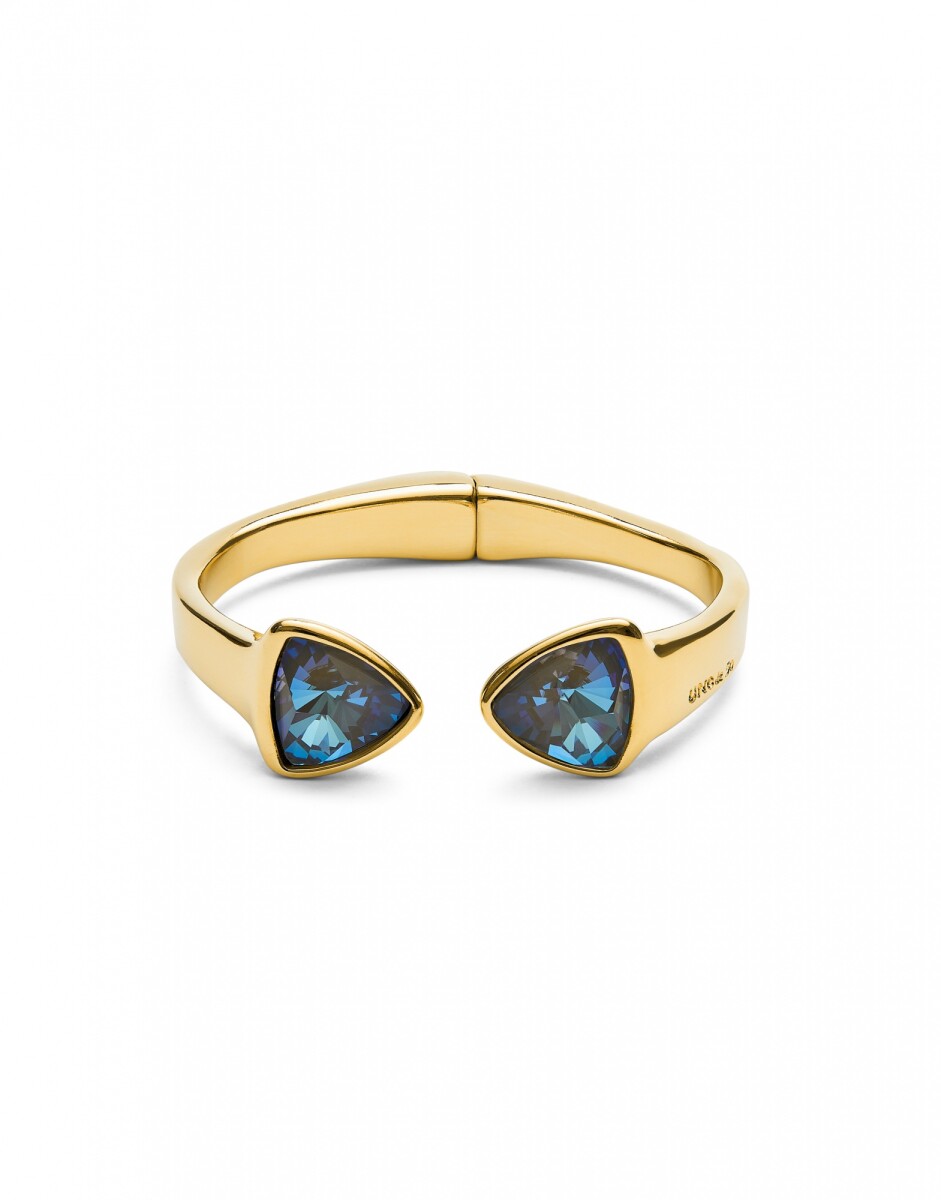 PULSERA GRUESA DE ALEACIÓN DE METALES BAÑADA EN ORO 18K CON DOS CRISTALES FACETADOS MULTICOLOR - Pulsera 