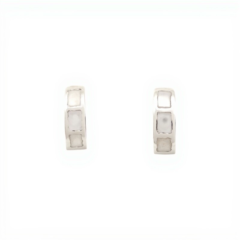 Caravanas Medio aro-Plata 925-Piedra Nacar-CA3310 conpiedra