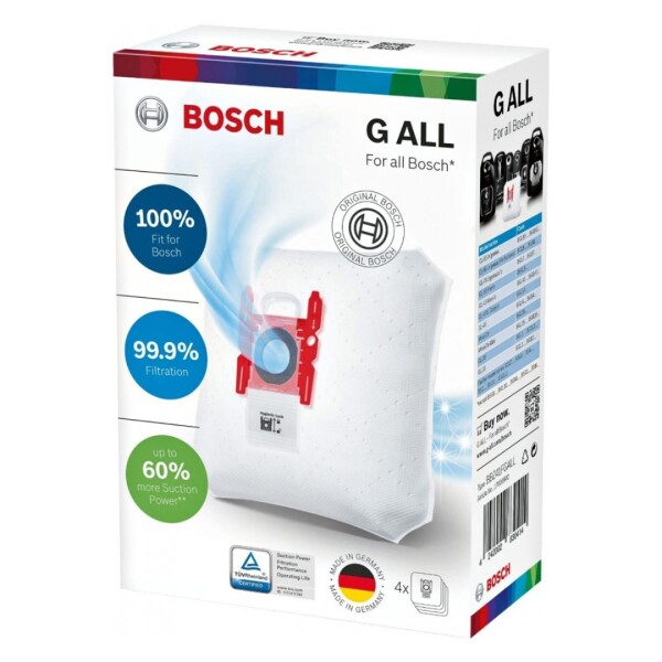 Pack De 4 Bolsas Para Aspiradora Bosch Bbz41fgall BOLSA DE ASPIRACION BOSCH BBZ41FGALL