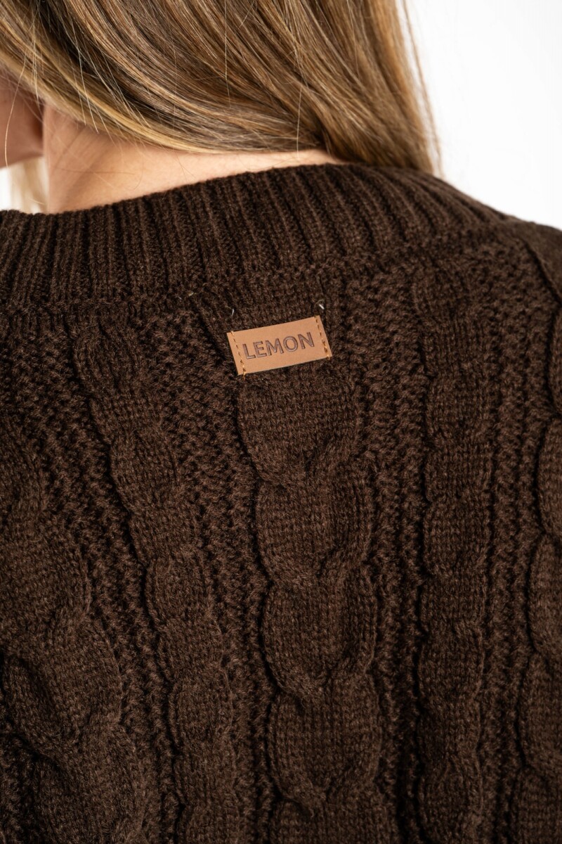 Cardigan Texturado Lana Chocolate