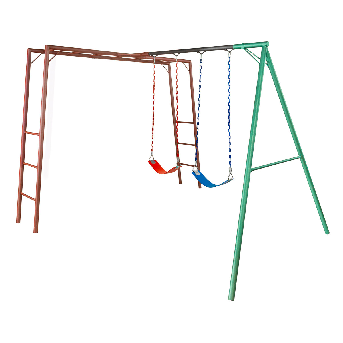 Pasamanos combinado con Juegos infantil diseñado para exterior con 2 hamacas de cincha. 