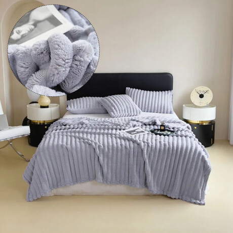 Manta Frazada Polar 1 Plaza Acanalada Suave Cálida Cama Sofá Lila