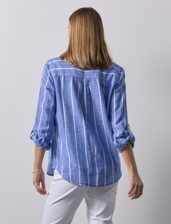 Camisa Lino AZUL/BLANCO